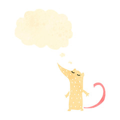 retro cartoon white mouse with speech bubble