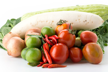 mix vegetable on white background