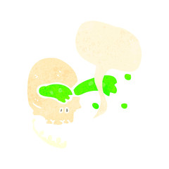 retro cartoon gross slime spurting skull