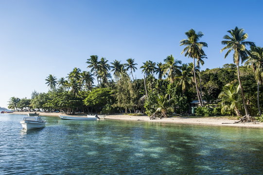White sand beach, Nanuya Lailai island, the blue lagoon, Yasawas, Fiji, South Pacific