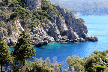 Sea view. Mountain view. Beautiful Paleokastritsa and Ionian sea
