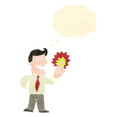 retro cartoon man with great idea