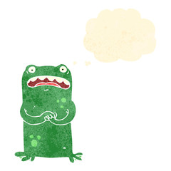 retro cartoon nervous frog