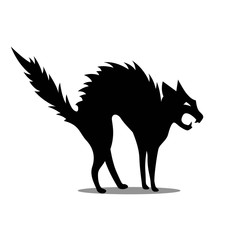 Vector Illustration of a Black Aggressive Cat