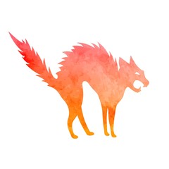 Vector Illustration of a Black Aggressive Cat