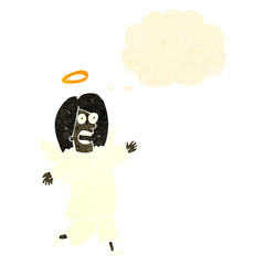Obraz na płótnie Canvas retro cartoon angel with thought cloud