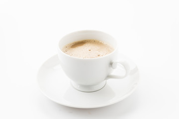 a cup of coffee on white