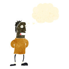 retro cartoon worried man