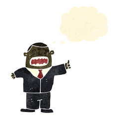 retro cartoon important businessman with thought bubble