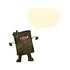 retro cartoon block head boy