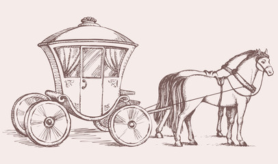 Carriage. Vector drawing