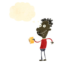 retro cartoon boy with tickets