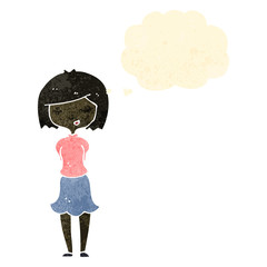 retro cartoon pretty woman with thought bubble