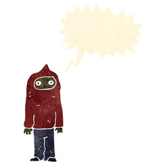 retro cartoon teen in hooded sweatshirt