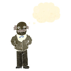retro cartoon old man with thought bubble