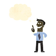 retro cartoon businessman with great idea