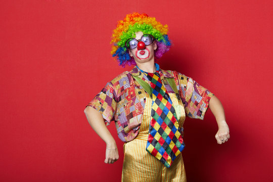 Funny Clown With Glasses On Red