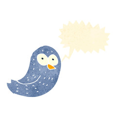 retro cartoon tweeting bird