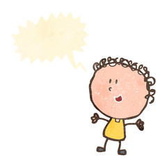 retro cartoon doodle woman with speech bubble