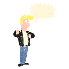 retro cartoon cool guy in leather jacket
