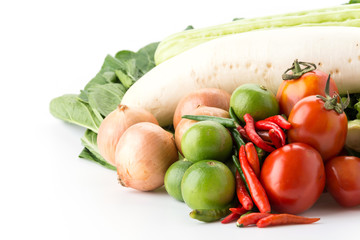 mix vegetable on white background