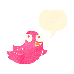 retro cartoon pink bird