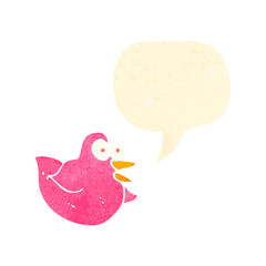 retro cartoon pink bird