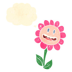 retro cartoon flower with face