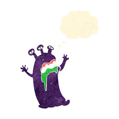 retro cartoon alien space monster,