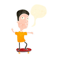retro cartoon boy on skateboard