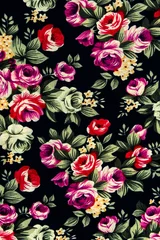 Deurstickers textured fabric  of rose vintage style © somchaiphanbun