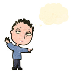 retro cartoon pointing boy