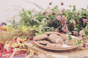 Cookies with old book