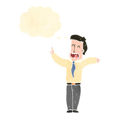 retro cartoon office man with idea
