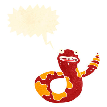 retro cartoon snake with speech bubble