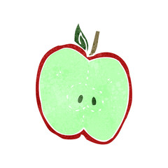 retro cartoon sliced apple