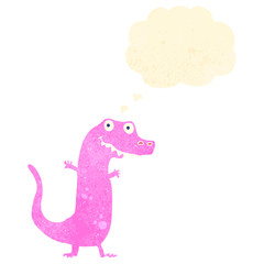 retro cartoon dinosaur with thought bubble