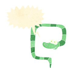 retro cartoon snake with speech bubble