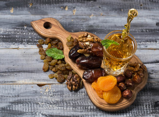 Traditional arabic tea and dry fruits