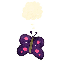 retro cartoon butterfly with thought bubble