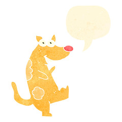 retro cartoon dog with speech bubble