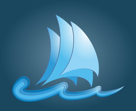 sailing vessel Logo with a wave.