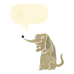 retro cartoon happy dog with speech bubble