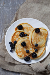 Sweet homemade pancakes with berries