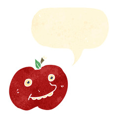 retro cartoon happy apple