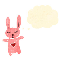 cute retro cartoon rabbit with thought bubble