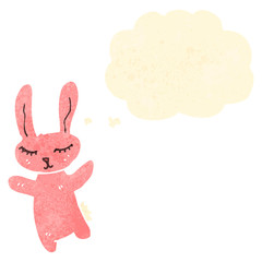cute retro cartoon rabbit with thought bubble