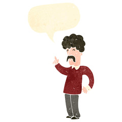 retro cartoon man with mustache talking