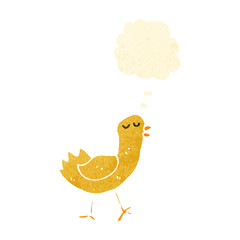 retro cartoon bird with thought bubble