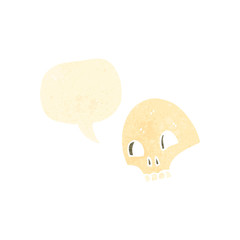 retro cartoon skull with speech bubble